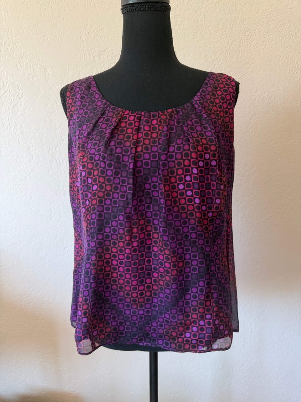Lafayette 148 New York Sleeveless Geometric Camisole in Purple and Pink Size 10